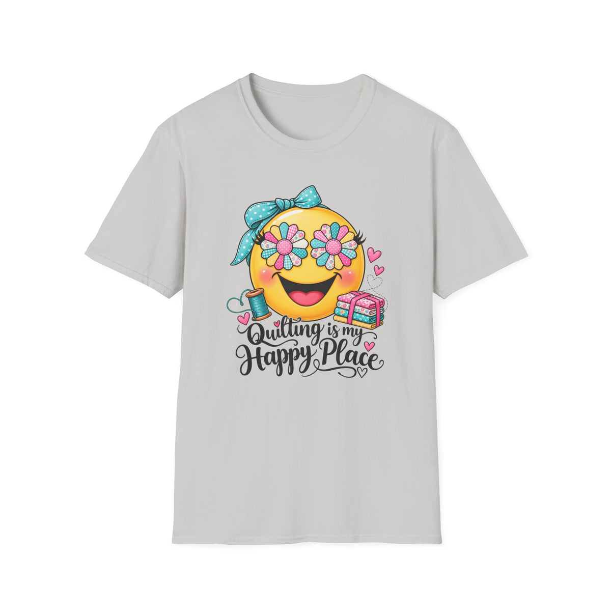 Quilting Is My Happy Place Emoji T-Shirt