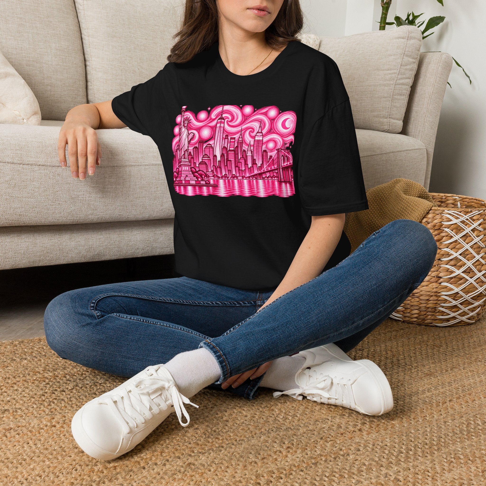 Pink New York City Skyline T-Shirt