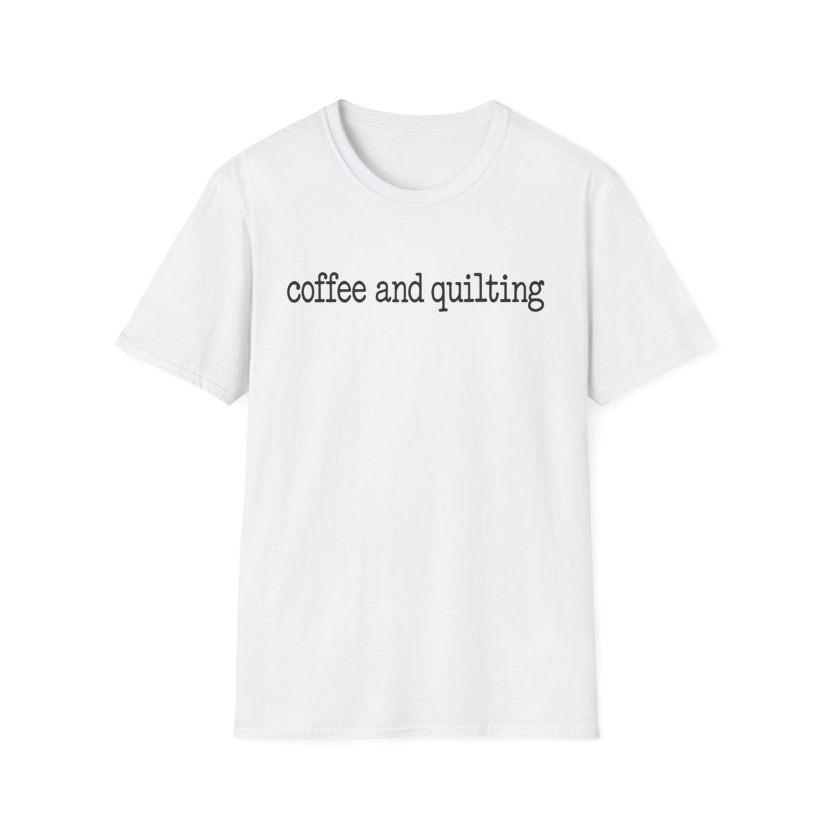 Coffee and Quilting Typewriter Logo T-Shirt