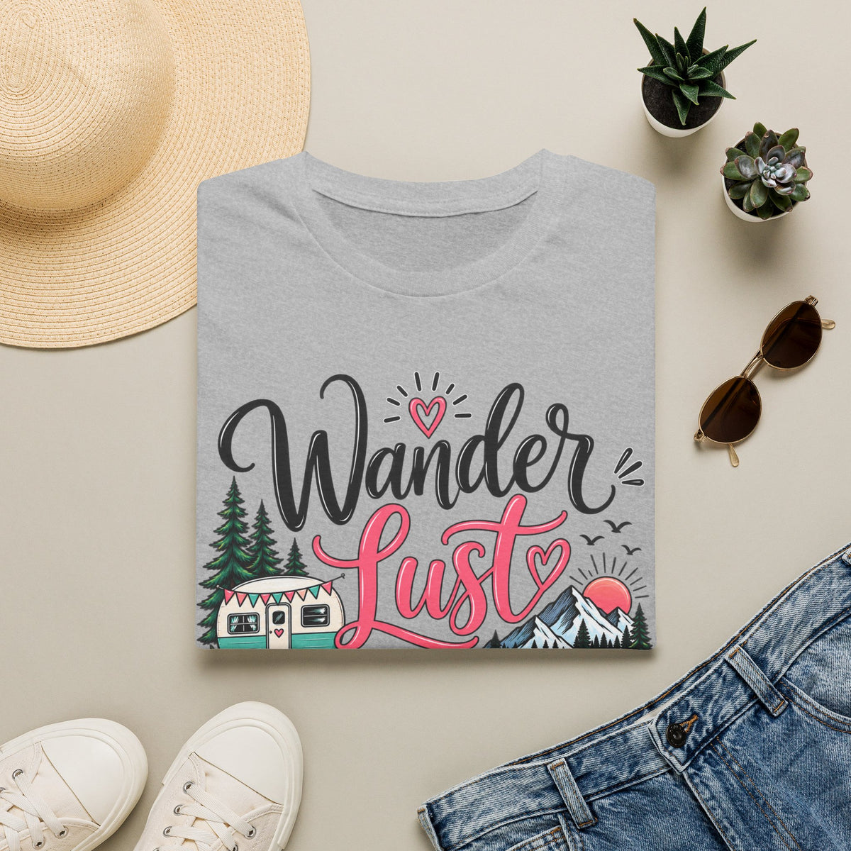 Wanderlust Mountains Camper T-Shirt