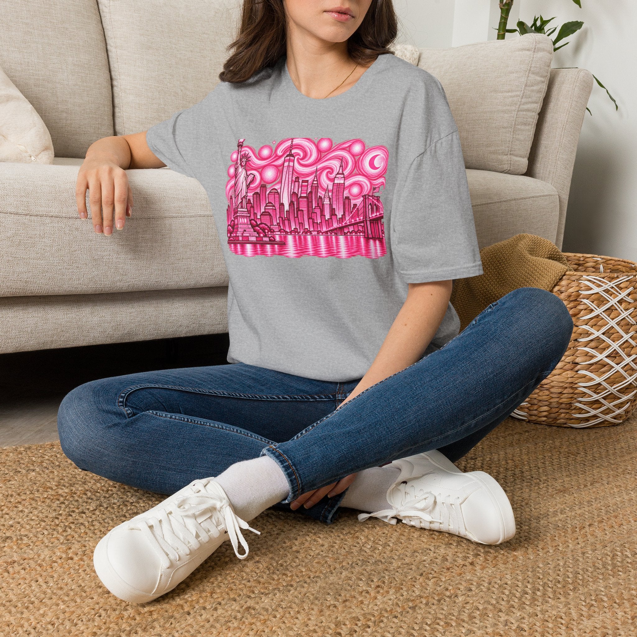 Pink New York City Skyline T-Shirt