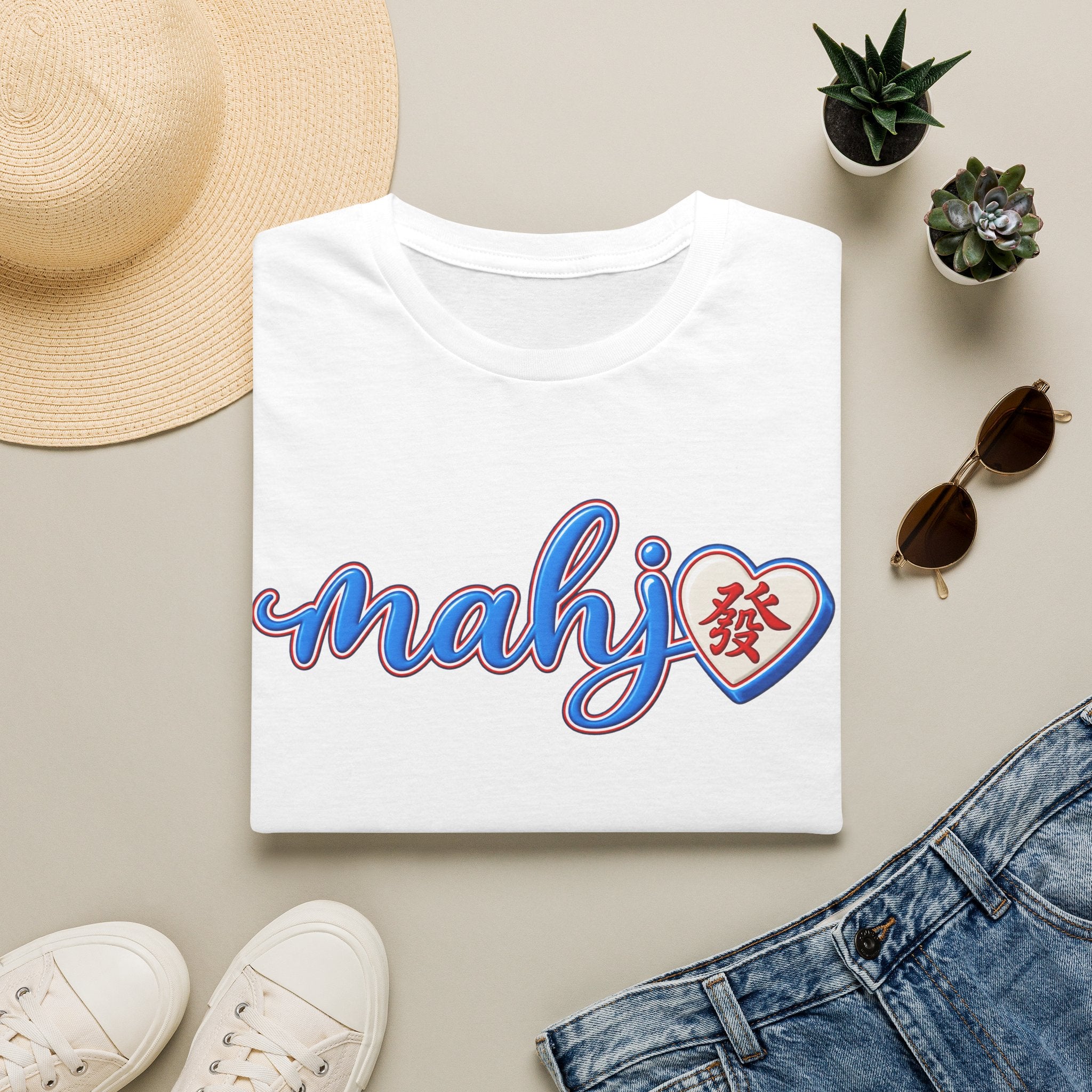 Mahj Blue Script T-Shirt
