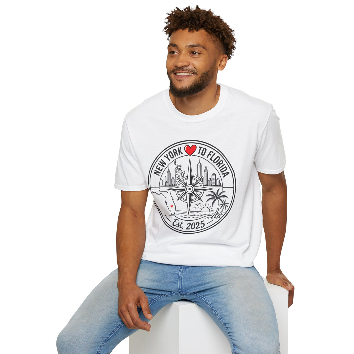 NY to FL Compass (Personalize the Year) T-Shirt