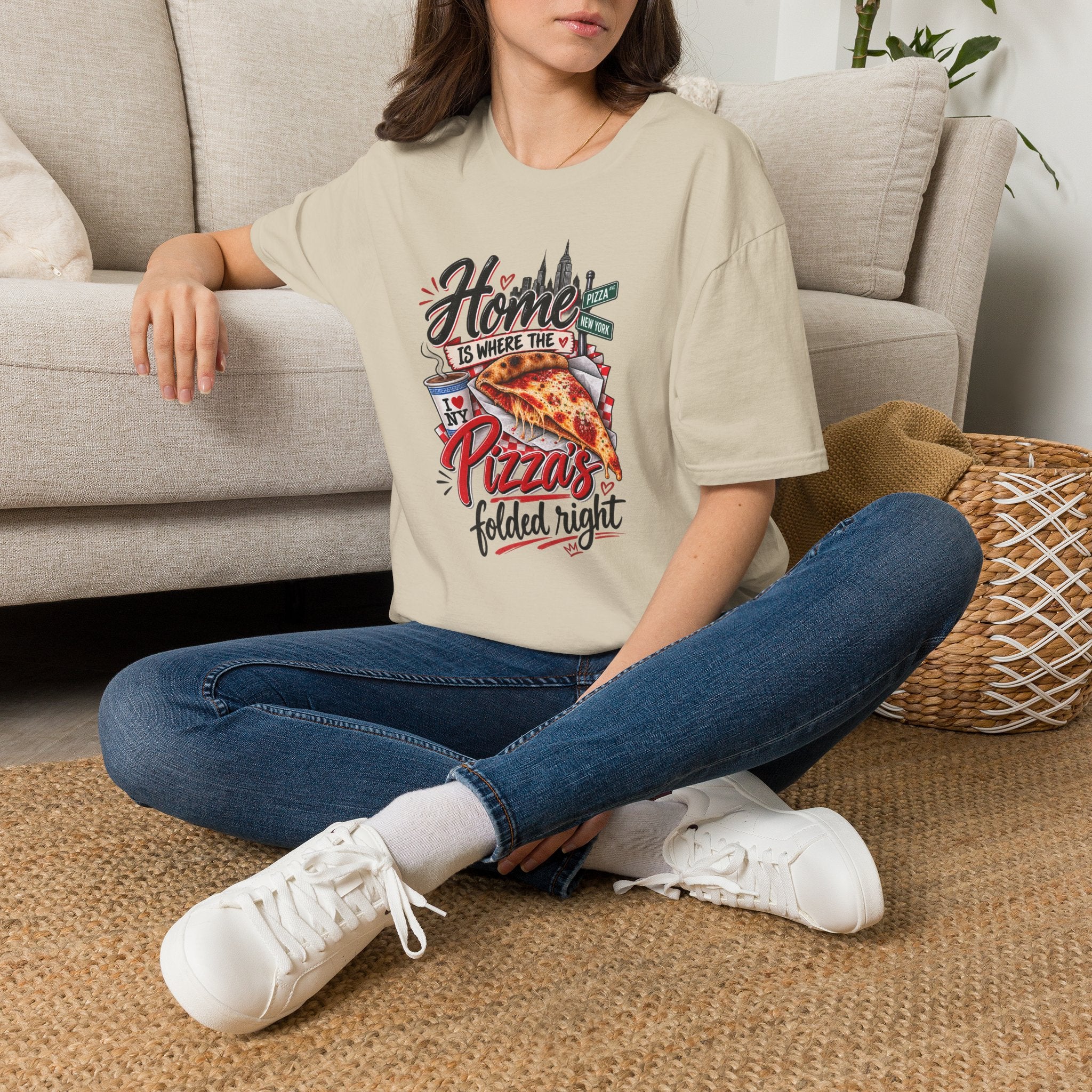 Home Is Where the Pizza Is Folded Right T-Shirt