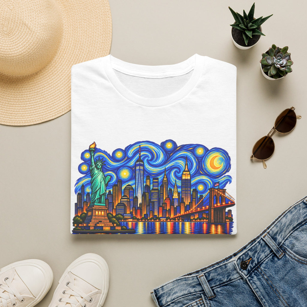 Starry Night New York Skyline T-Shirt