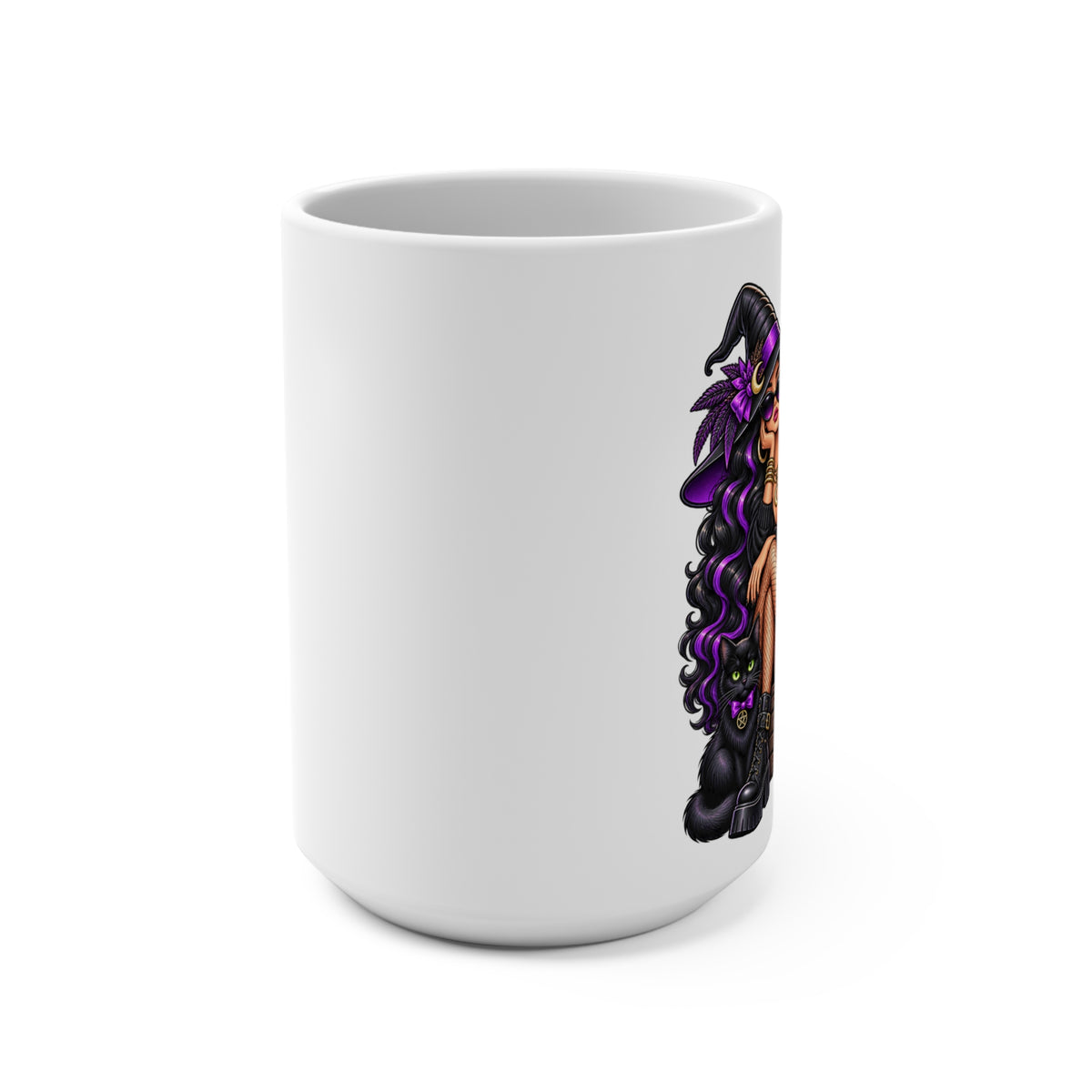 Witch Please Mug | Halloween Witch Illustration, Black Cat, Purple Accents