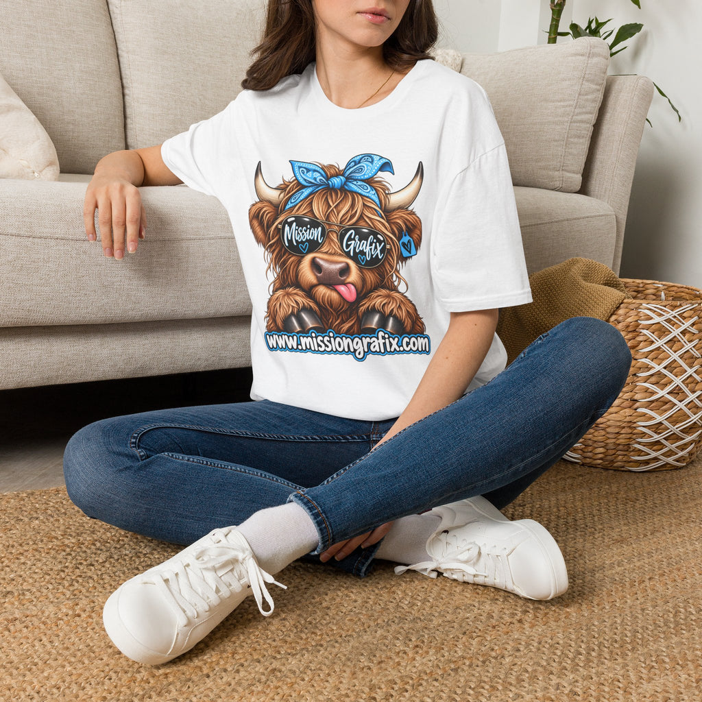Mission Grafix Highland Cow Sky Blue - T-Shirt