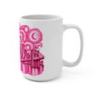 Pink Skyline Cityscape Mug | Hand-Drawn Skyscraper & Bridge Art