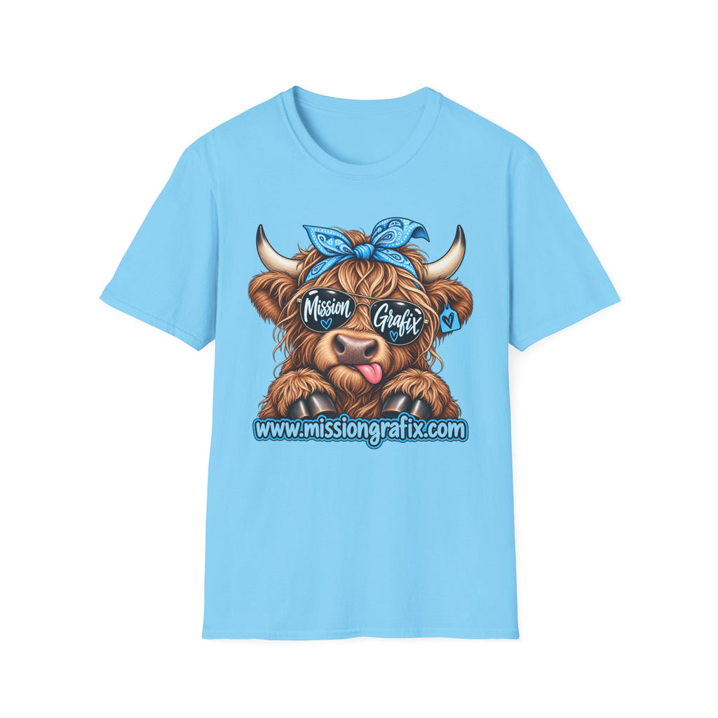 Mission Grafix Highland Cow Sky Blue - T-Shirt