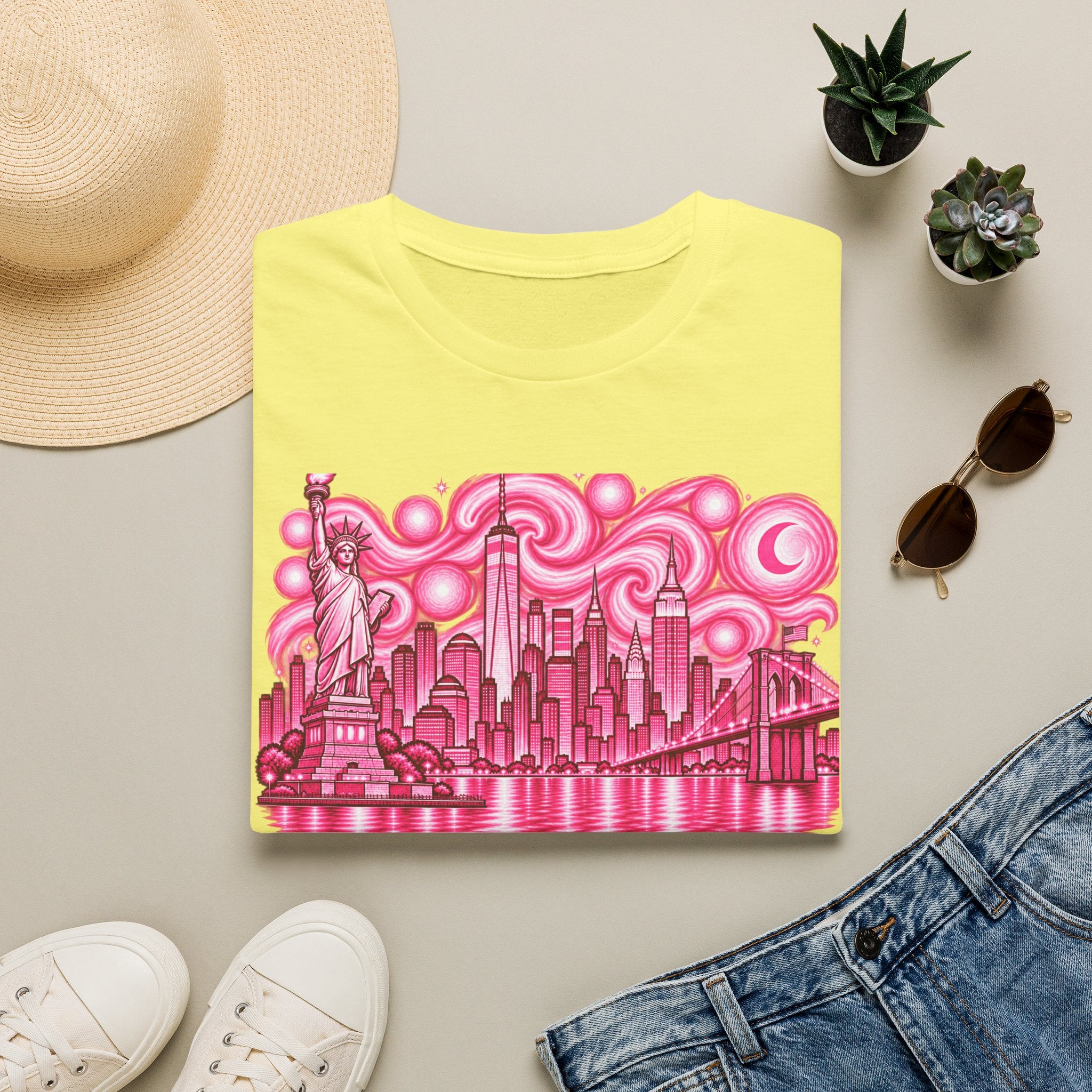Pink New York City Skyline T-Shirt