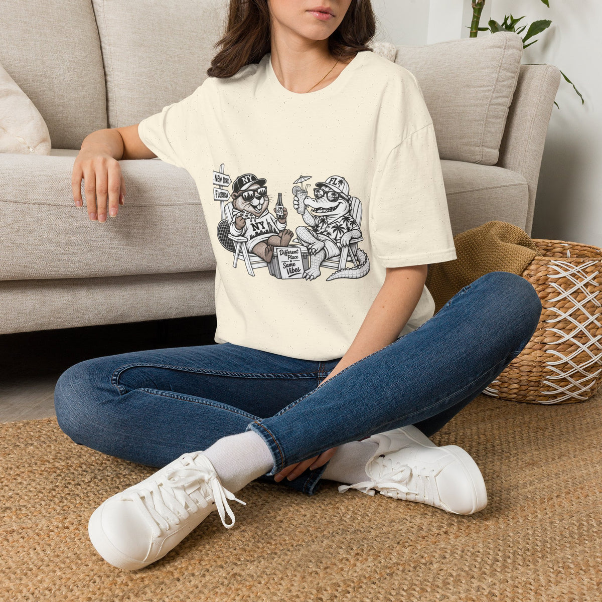 NY Beaver Meets FL Gator Same Vibes Different Place T-Shirt