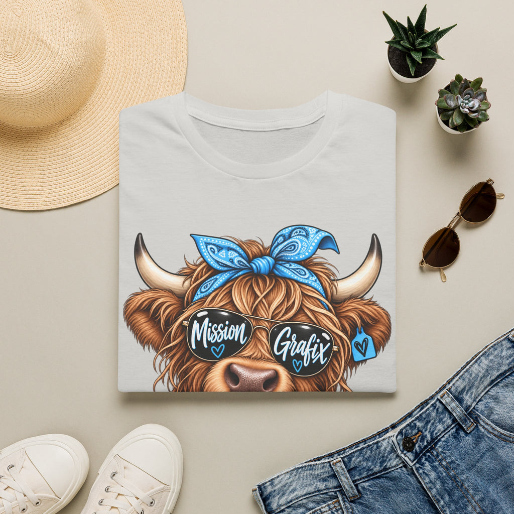 Mission Grafix Highland Cow Sky Blue - T-Shirt