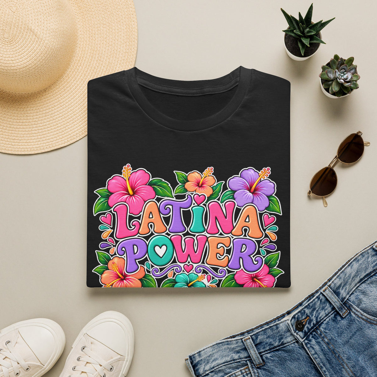 Latina Power Floral Retro T-Shirt