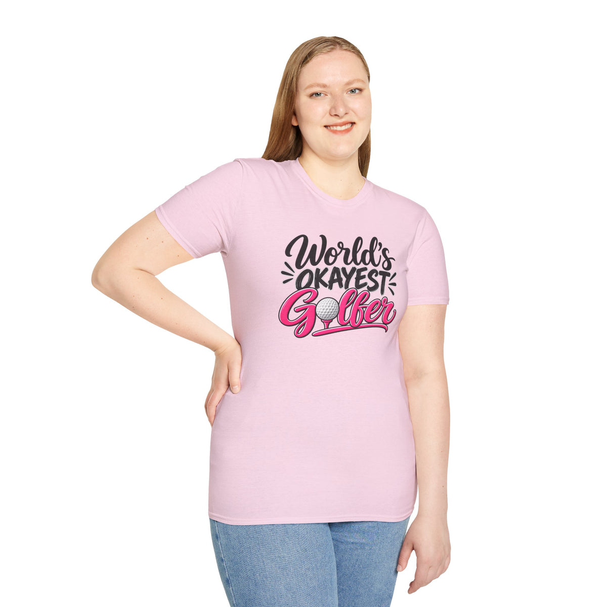 World's Okayest Golfer Pink T-Shirt