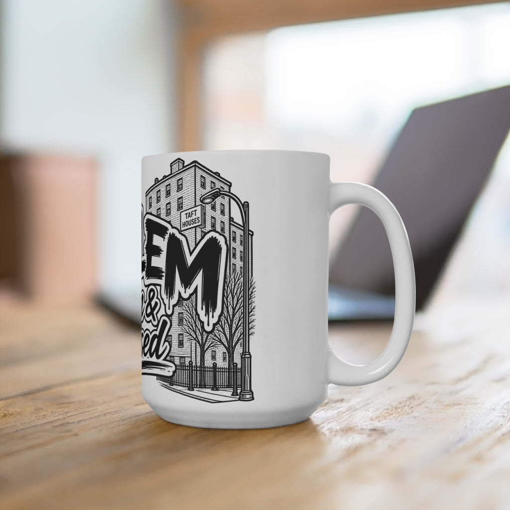 Harlem Born & Raised Mug | City Skyline Typography, Neighborhood Pride