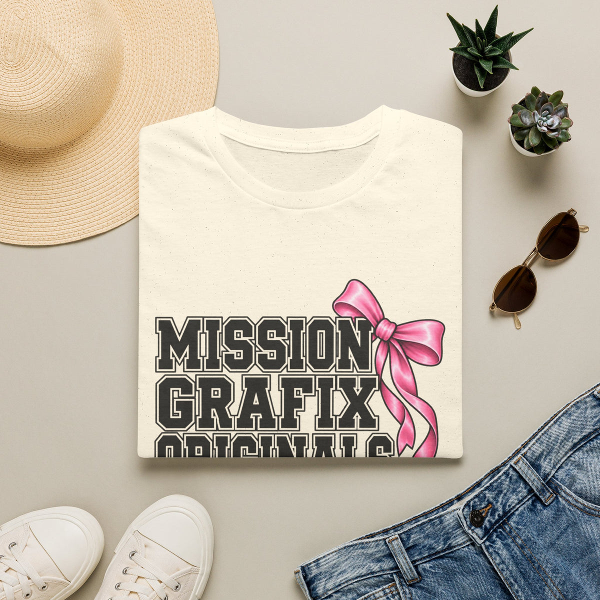 Mission Grafix Varsity Pink Bow T-Shirt