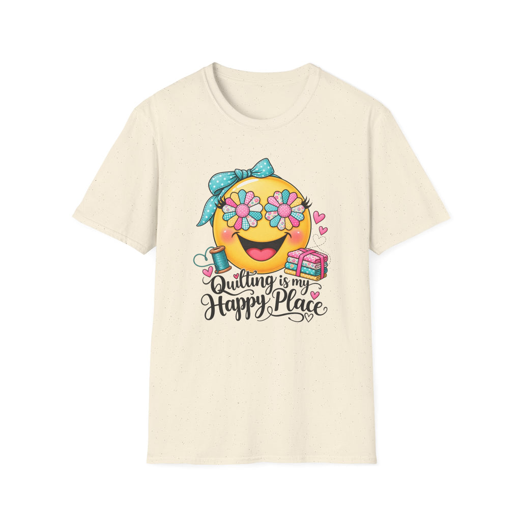 Quilting Is My Happy Place Emoji T-Shirt