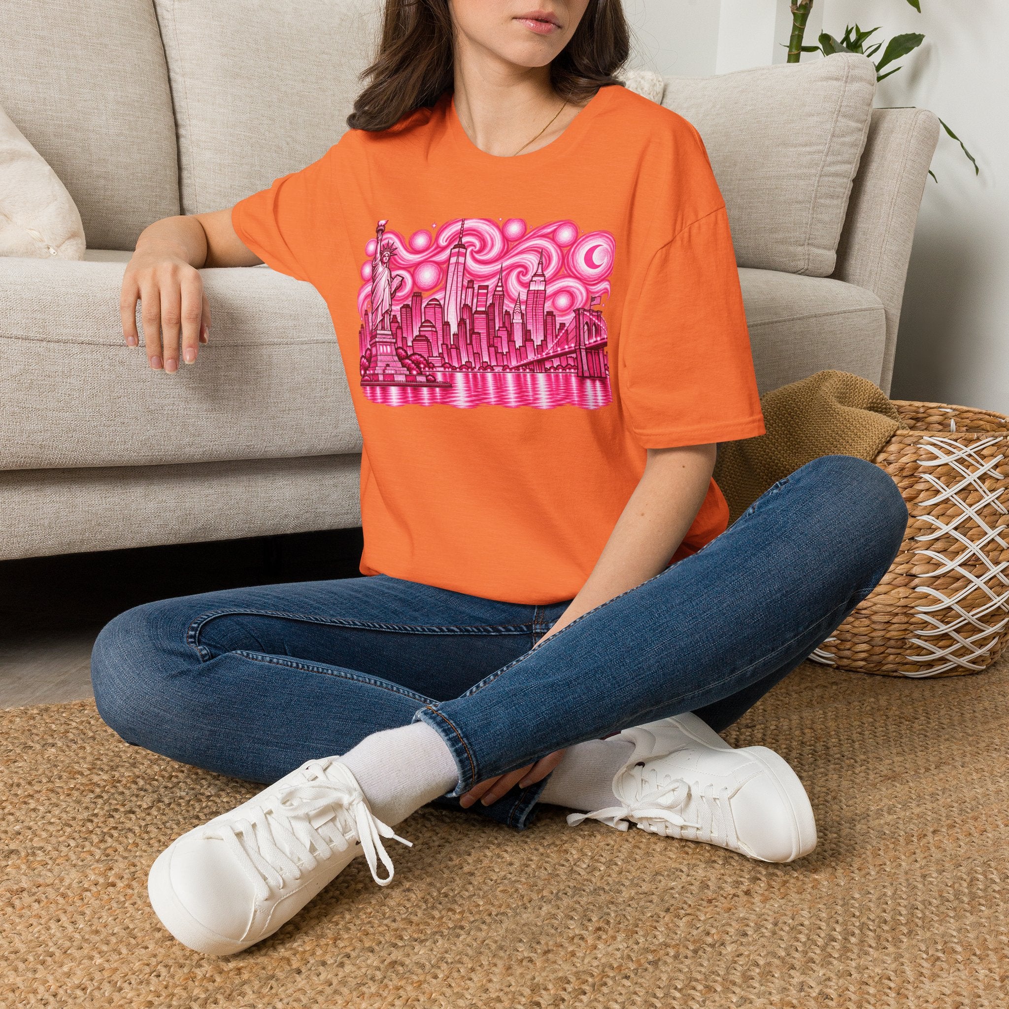 Pink New York City Skyline T-Shirt