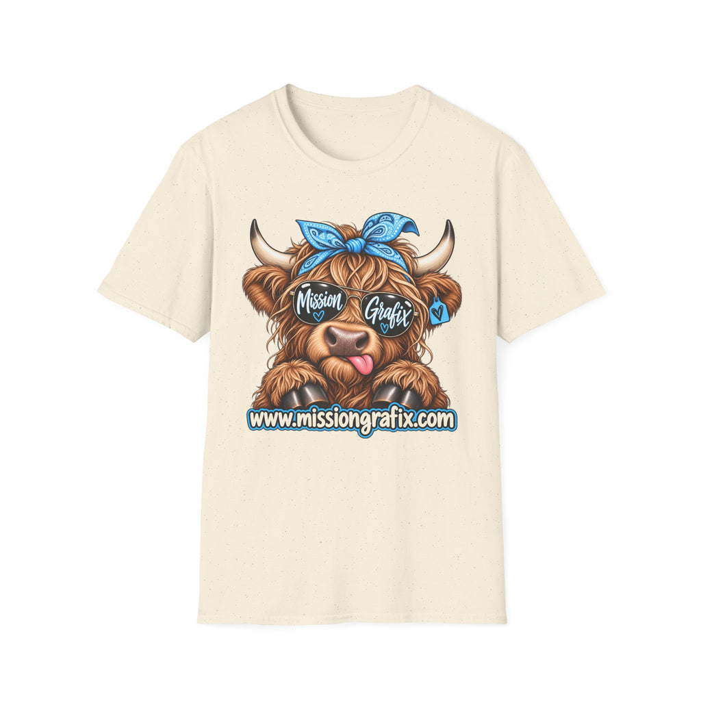 Mission Grafix Highland Cow Sky Blue - T-Shirt