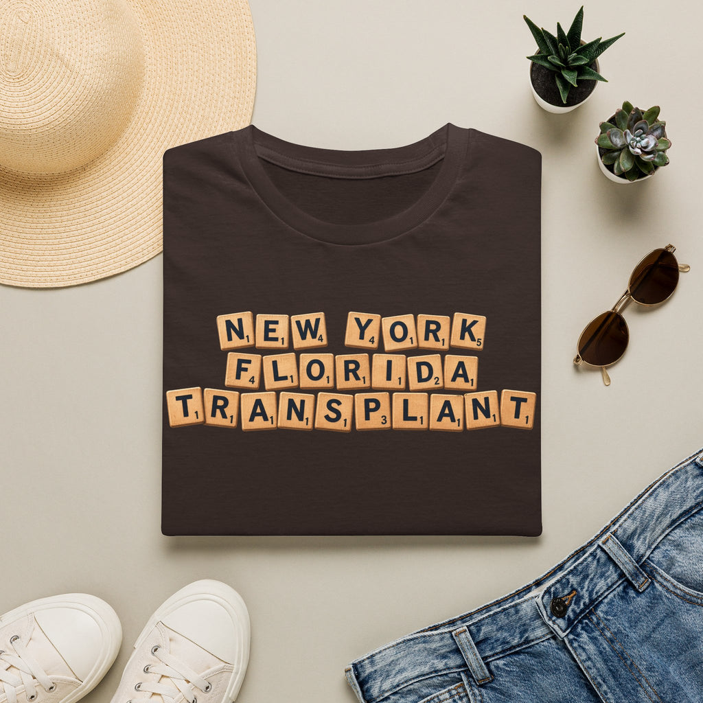 NY to FL Scrabble Tile T-Shirt