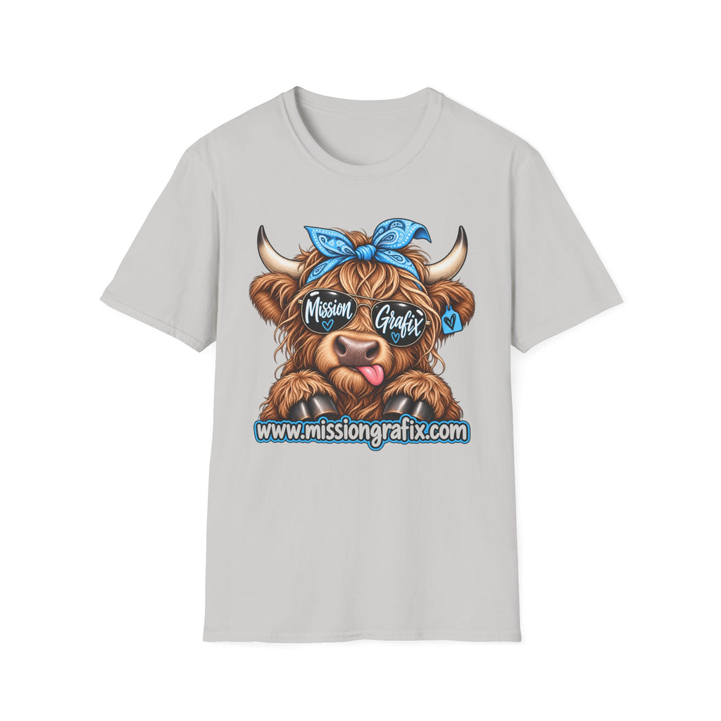 Mission Grafix Highland Cow Sky Blue - T-Shirt