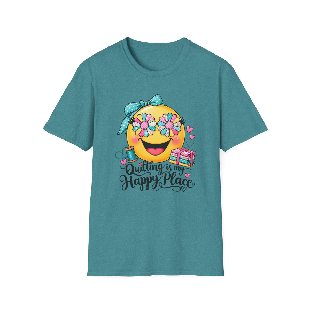 Quilting Is My Happy Place Emoji T-Shirt