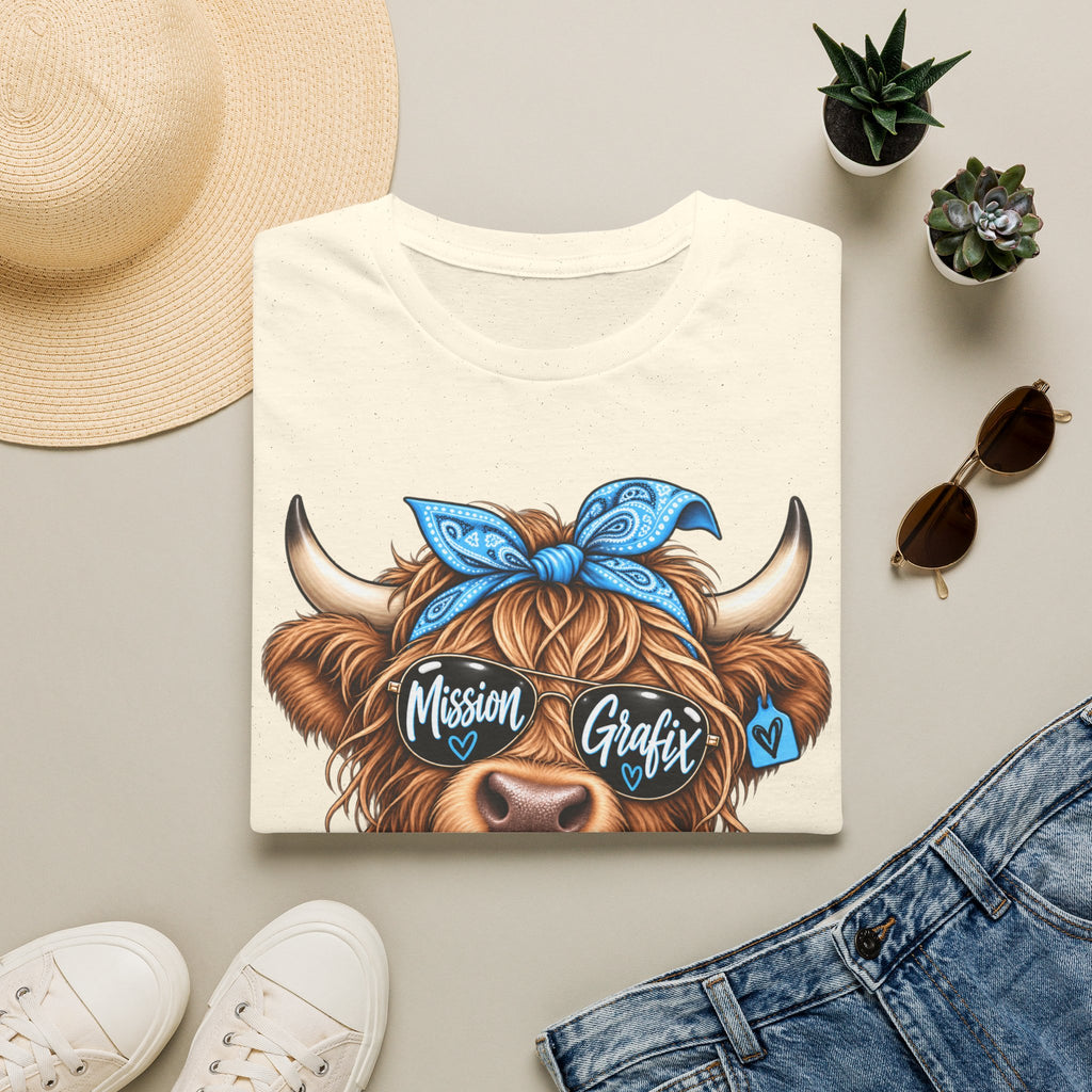 Mission Grafix Highland Cow Sky Blue - T-Shirt