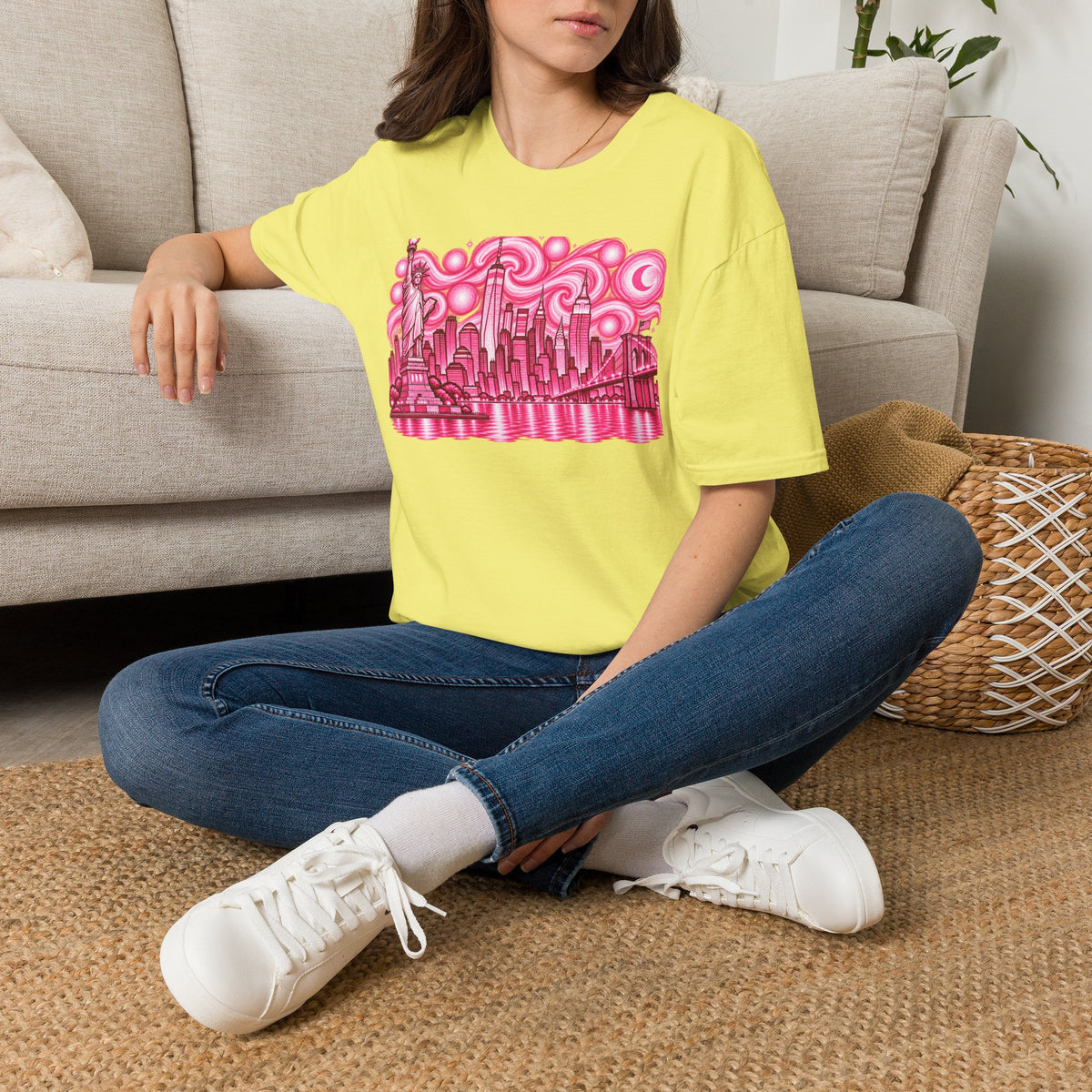 Pink New York City Skyline T-Shirt