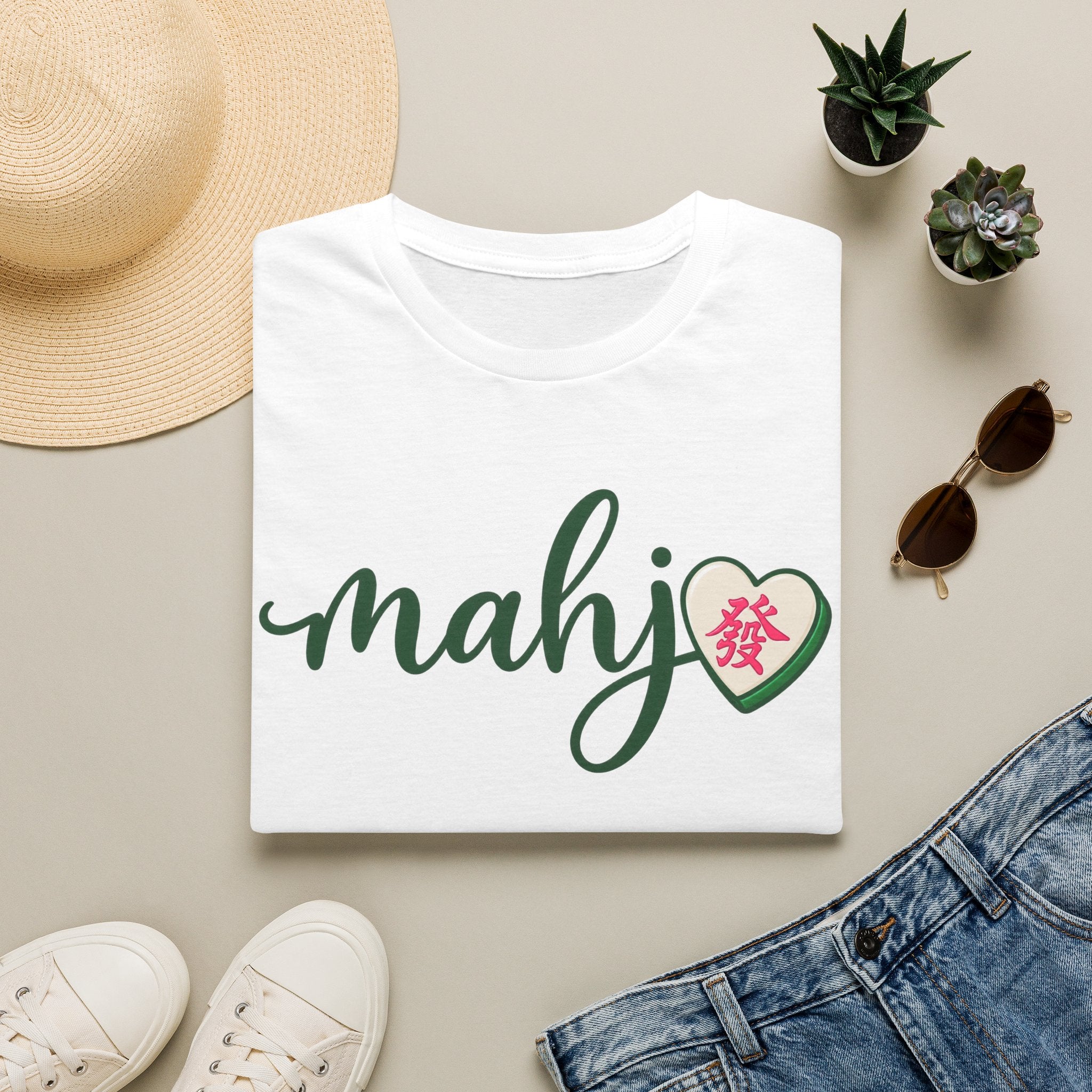 Mahj Green Script T-Shirt