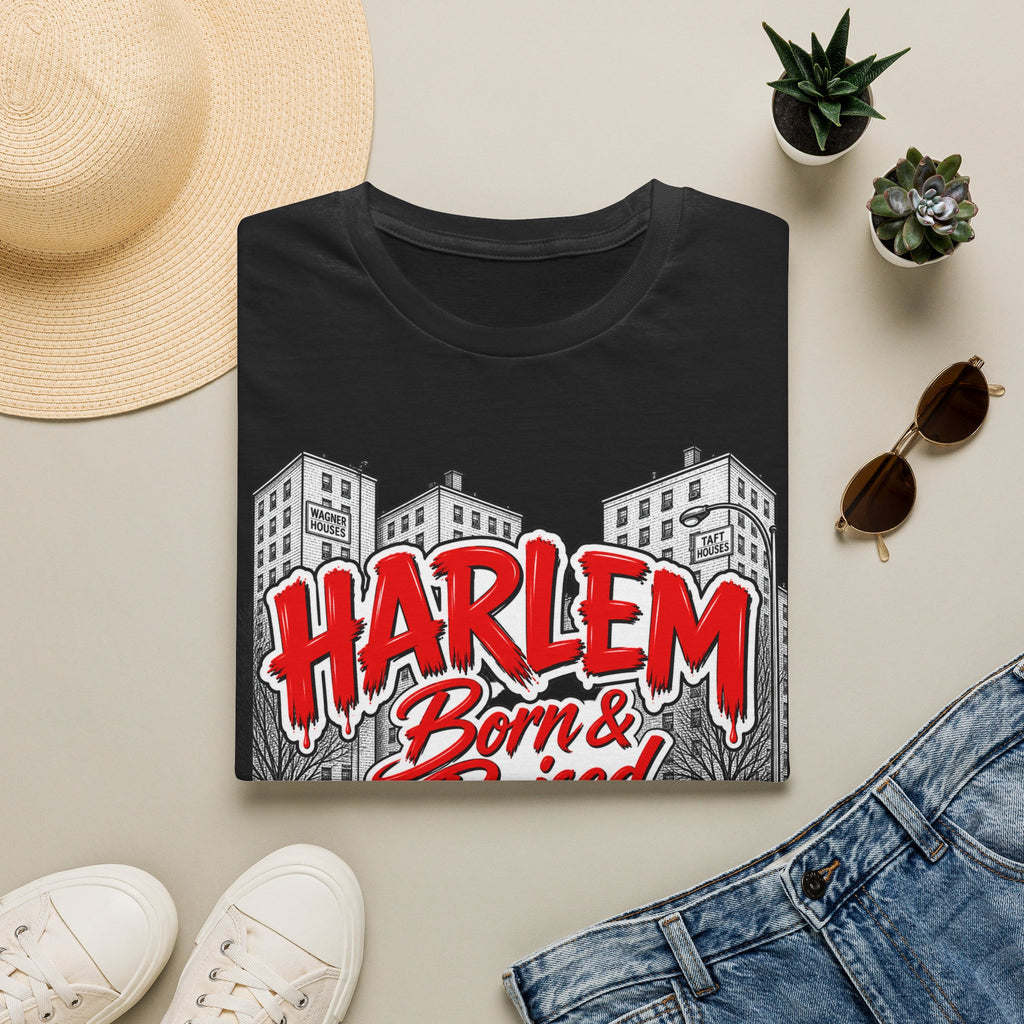 Harlem Born & Raised Red Letters T-Shirt