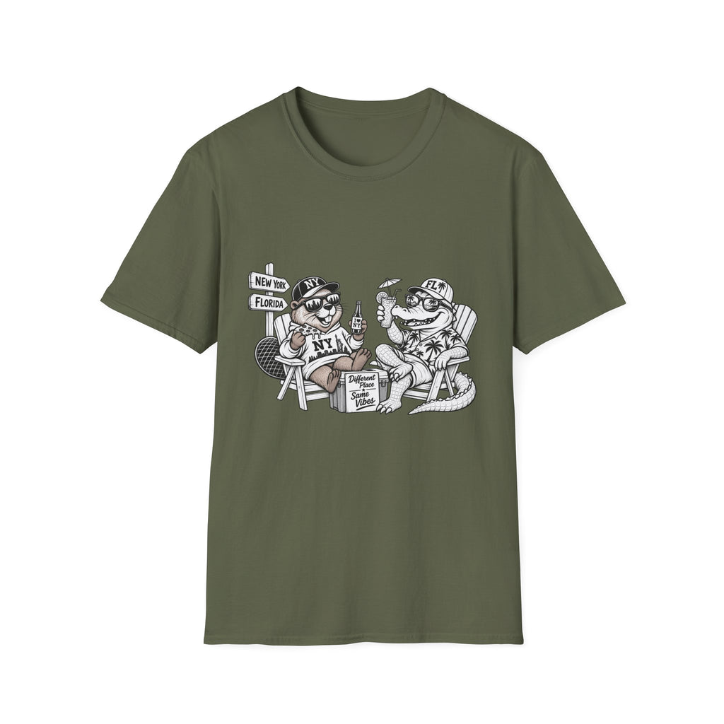 NY Beaver Meets FL Gator Same Vibes Different Place T-Shirt