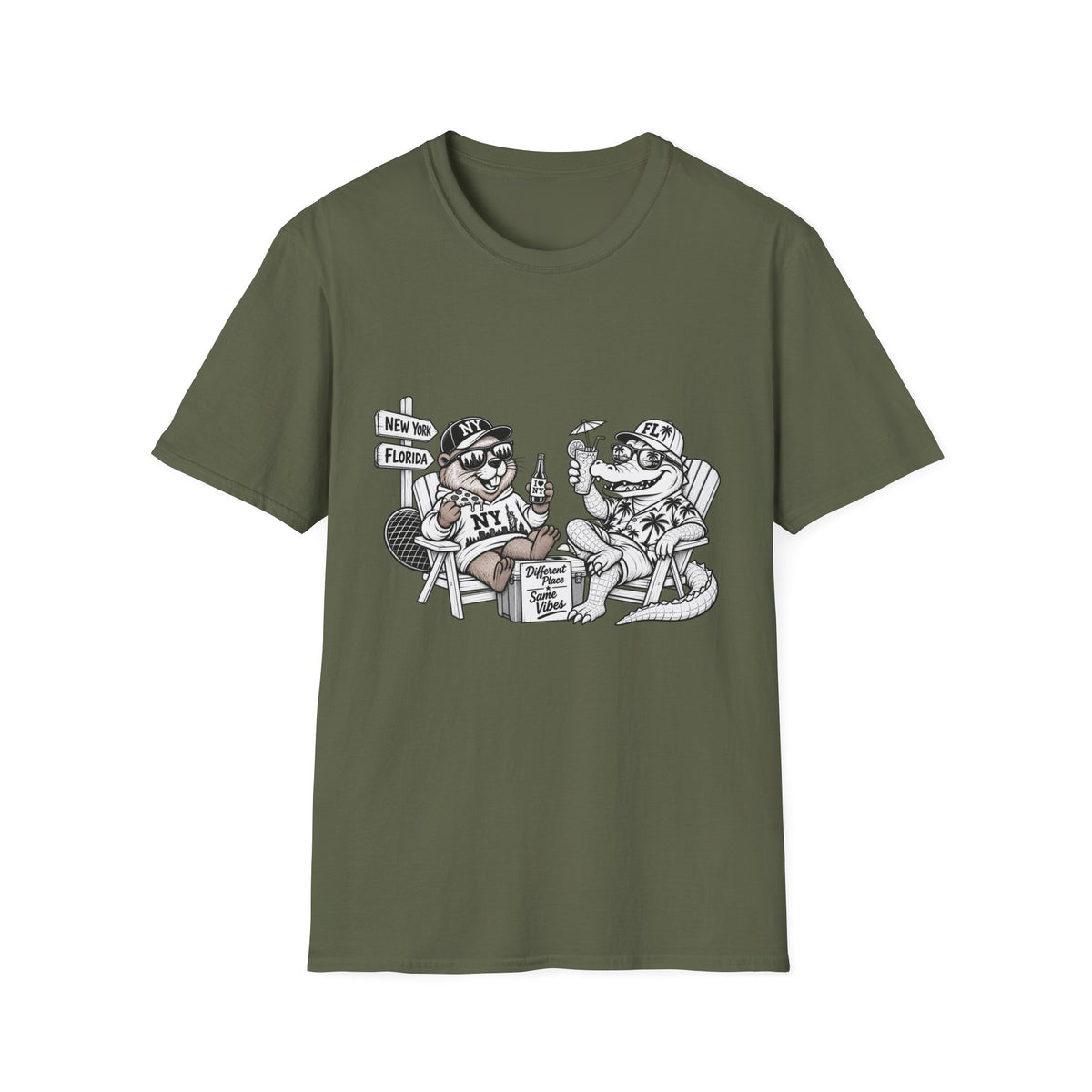 NY Beaver Meets FL Gator Same Vibes Different Place T-Shirt