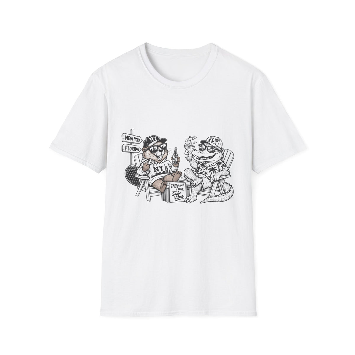 NY Beaver Meets FL Gator Same Vibes Different Place T-Shirt