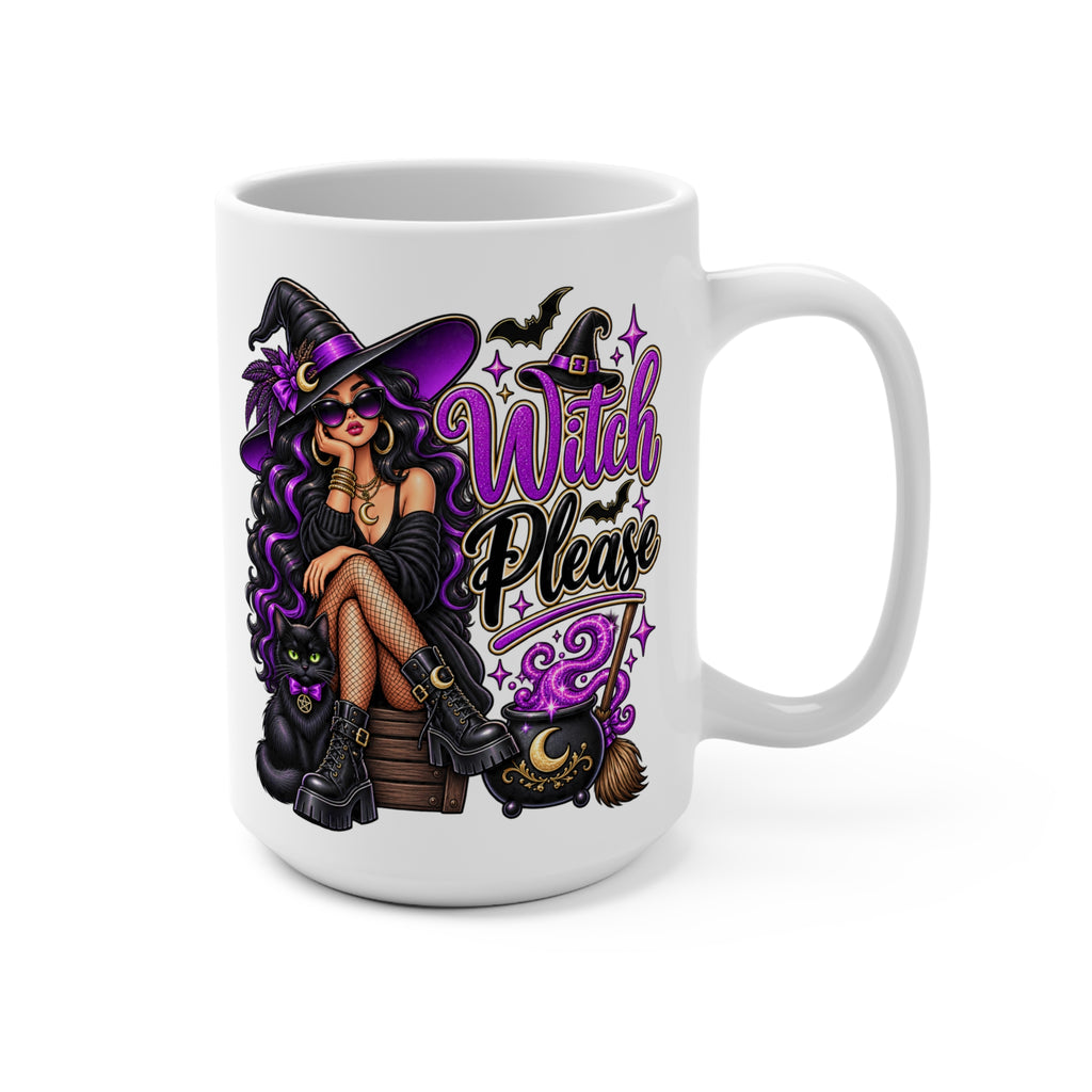 Witch Please Mug | Halloween Witch Illustration, Black Cat, Purple Accents