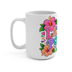 Latina Power Mug | Colorful Floral Retro Typography, 15oz Ceramic