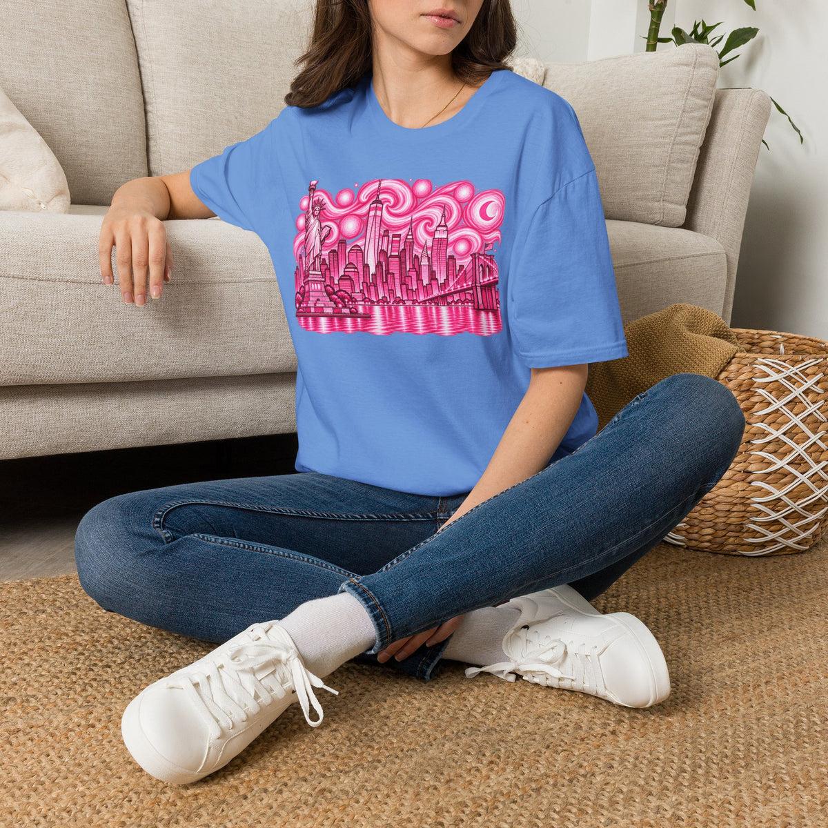 Pink New York City Skyline T-Shirt