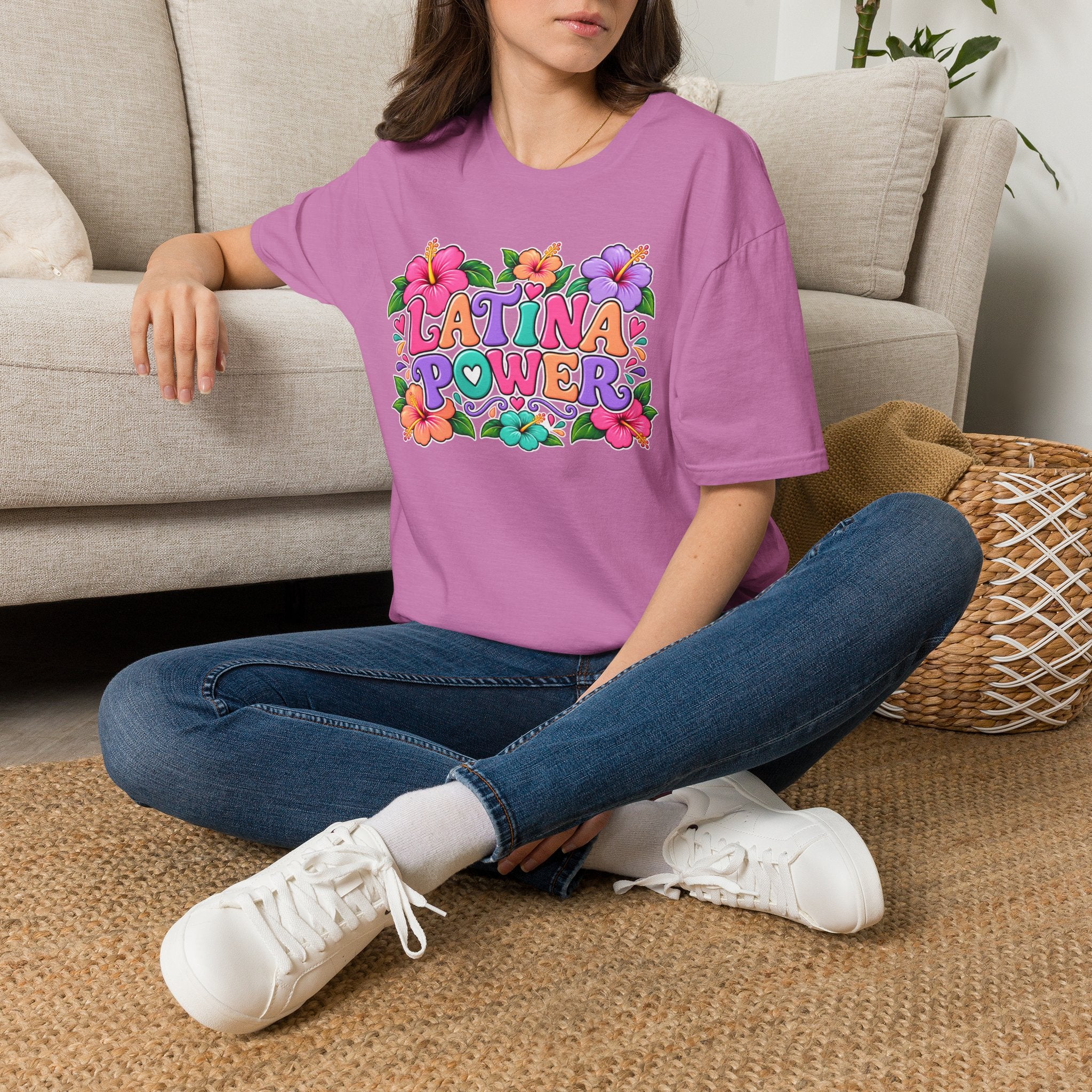 Latina Power Floral Retro T-Shirt