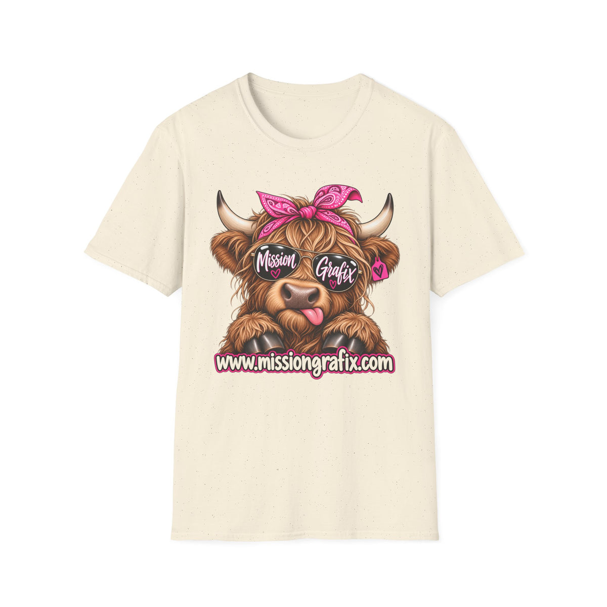 Mission Grafix Highland Cow Pink - T-Shirt