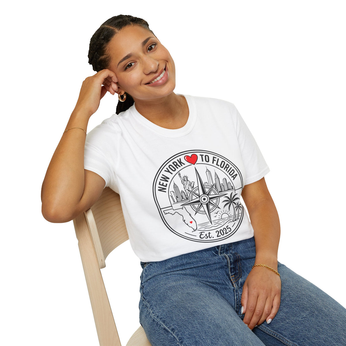 NY to FL Compass (Personalize the Year) T-Shirt