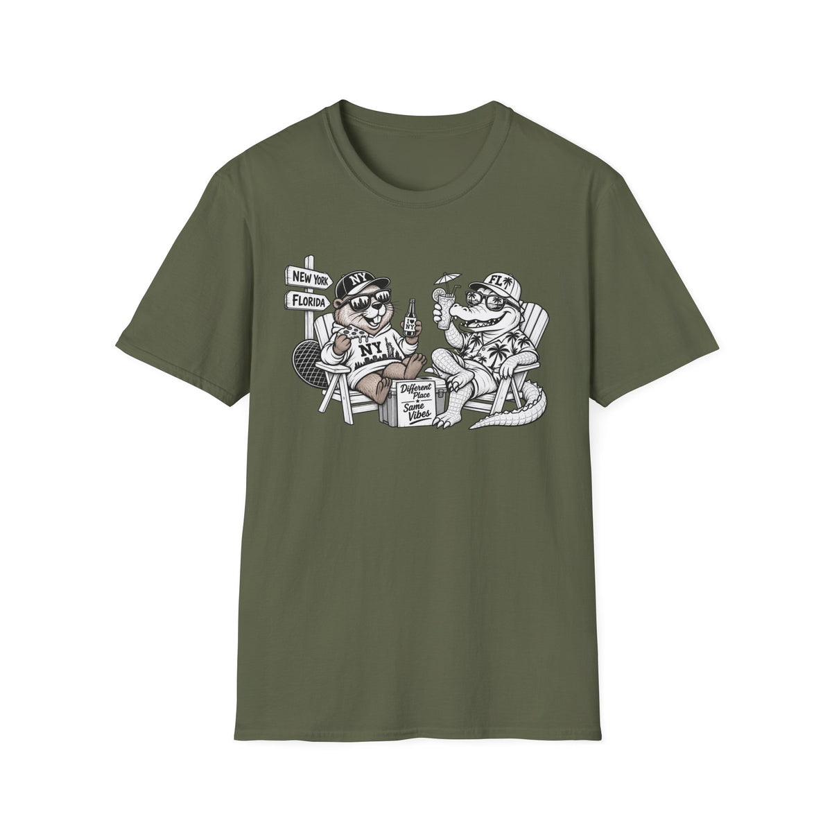 NY Beaver Meets FL Gator Same Vibes Different Place T-Shirt