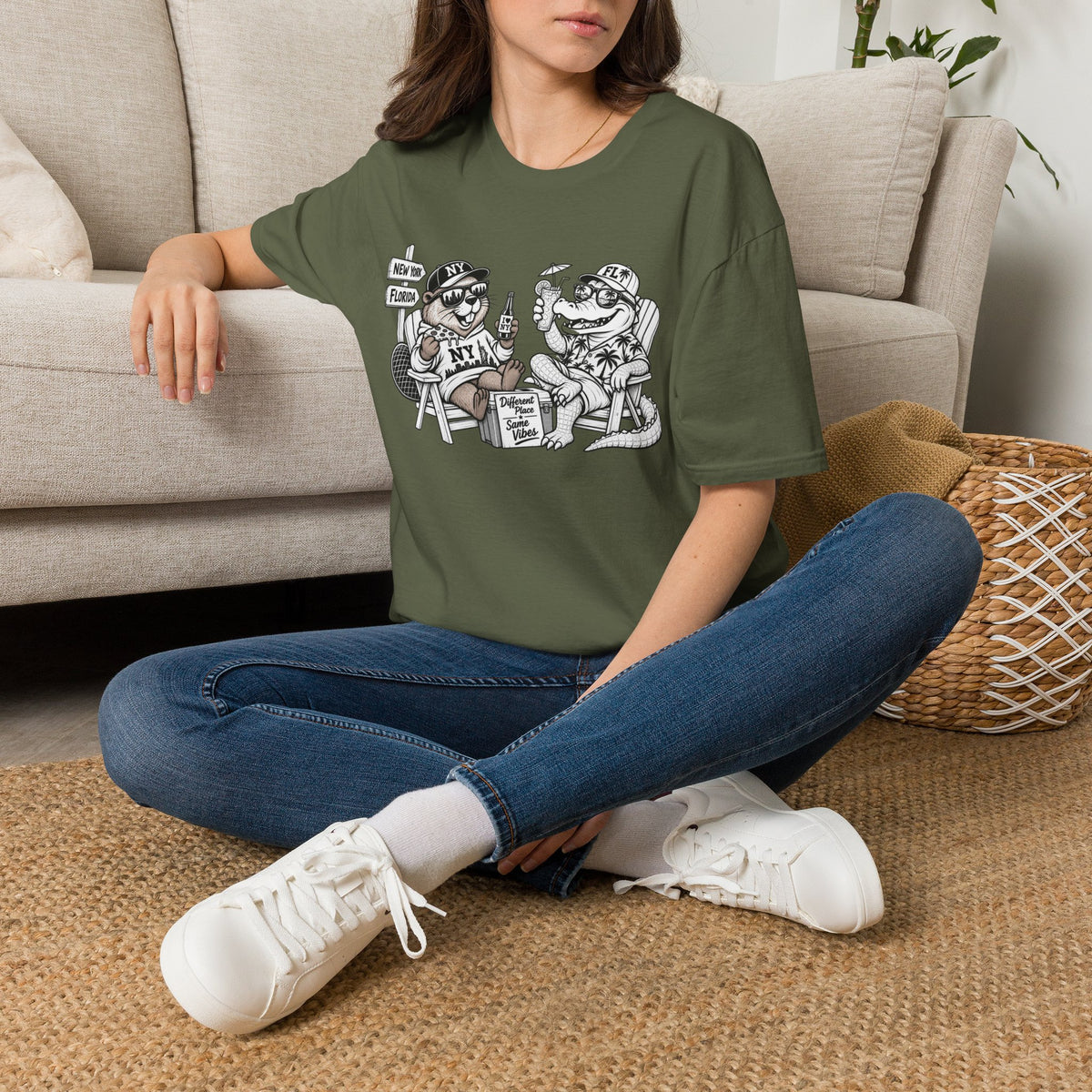 NY Beaver Meets FL Gator Same Vibes Different Place T-Shirt