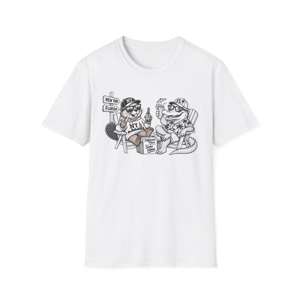 NY Beaver Meets FL Gator Same Vibes Different Place T-Shirt