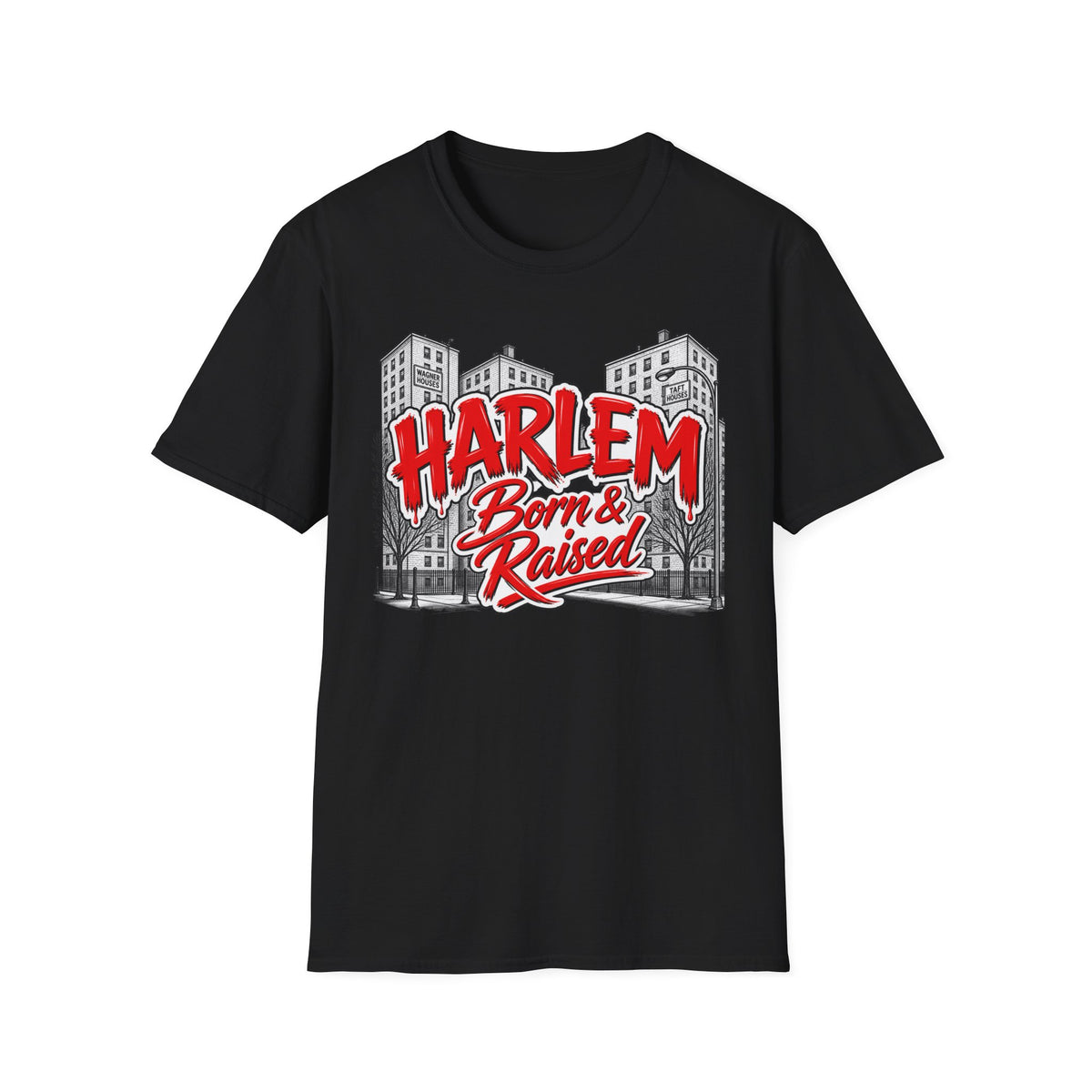 Harlem Born & Raised Red Letters T-Shirt