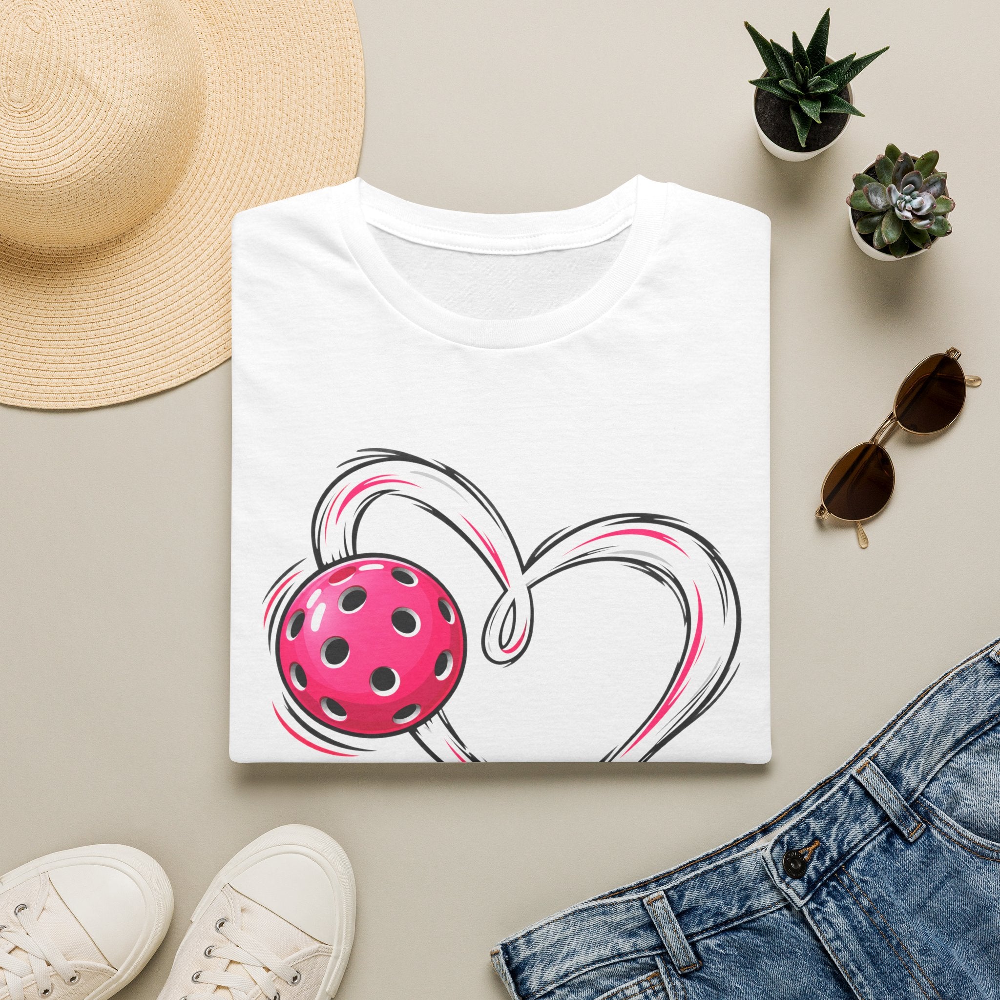 Pink Pickle Ball Heart T-Shirt