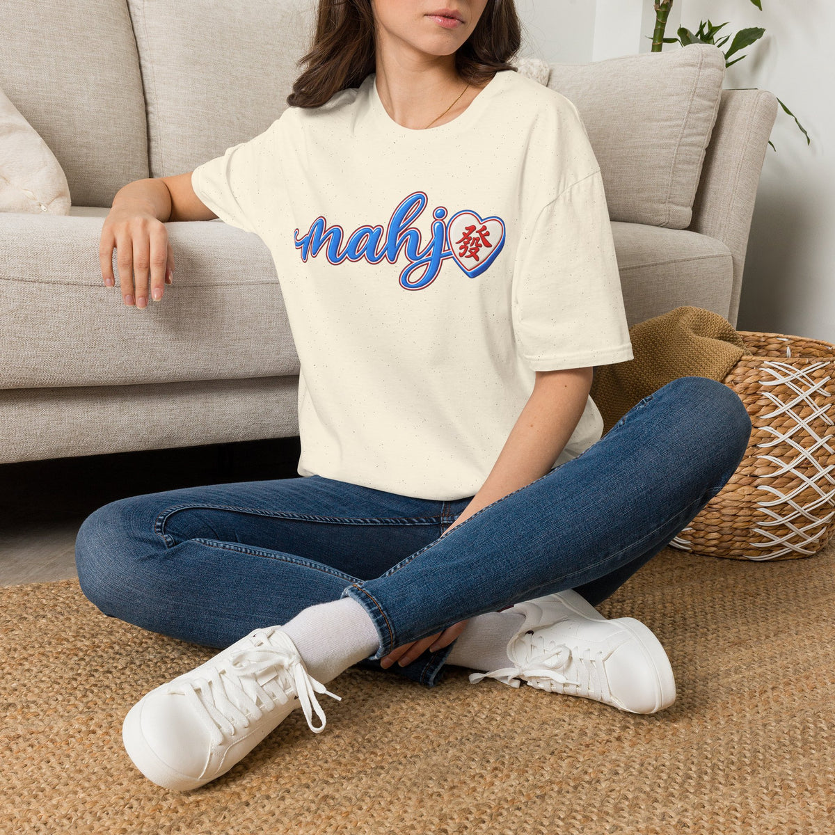 Mahj Blue Script T-Shirt