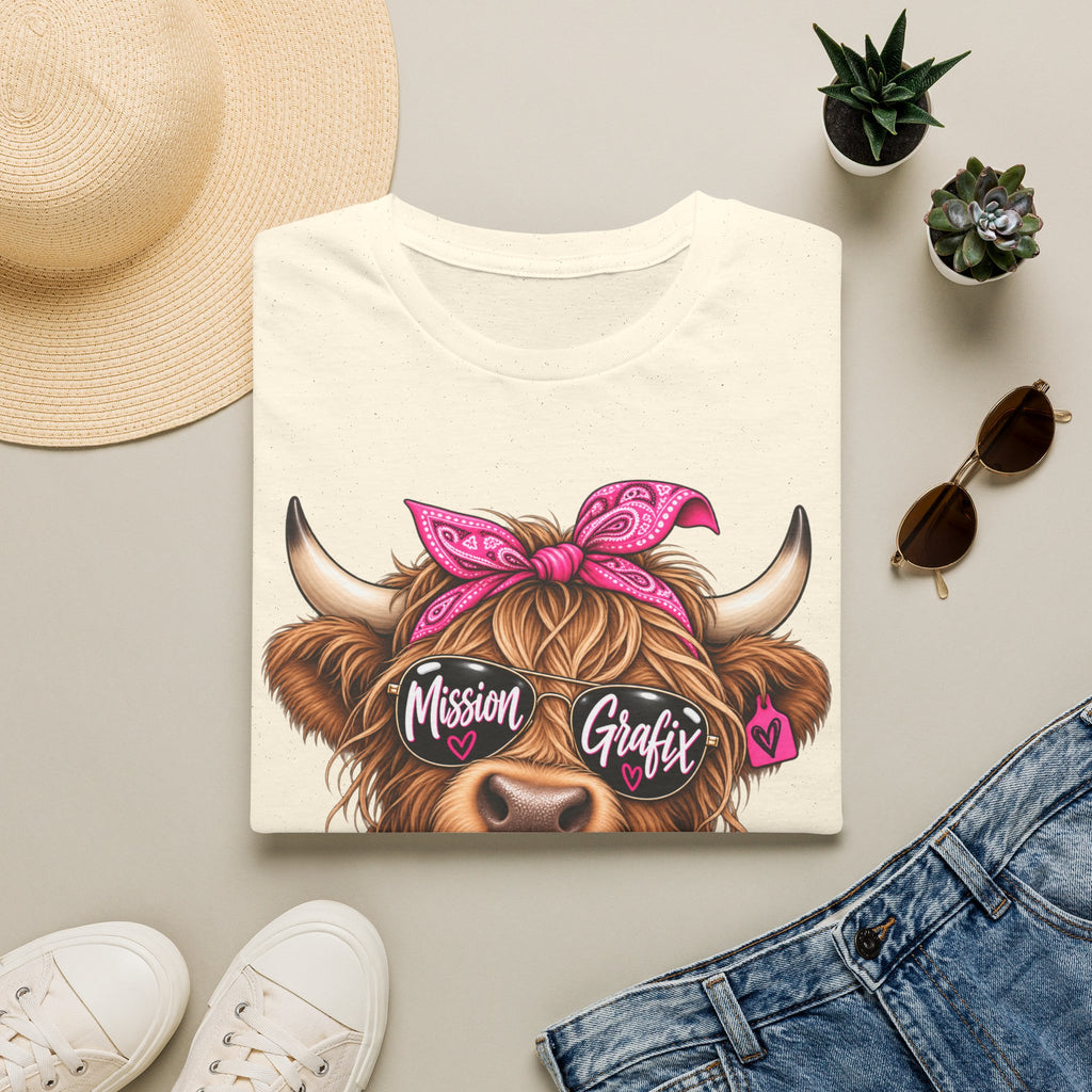 Mission Grafix Highland Cow Pink - T-Shirt