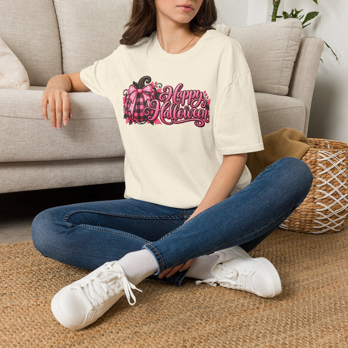 Happy Halloween Plaid Pumpkin T-Shirt