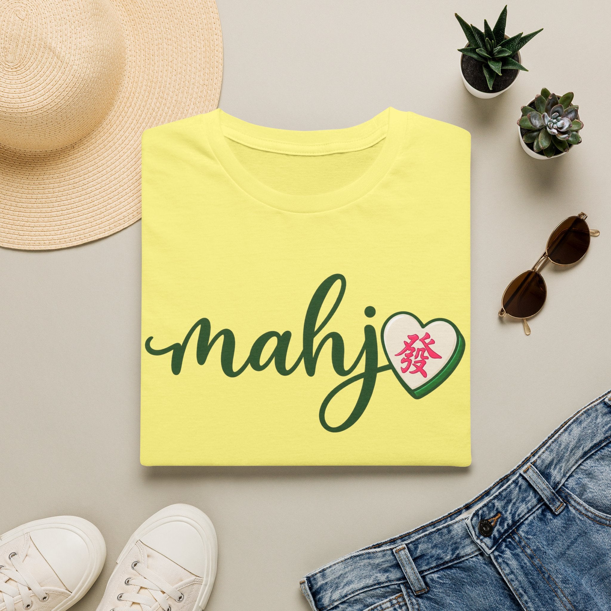 Mahj Green Script T-Shirt