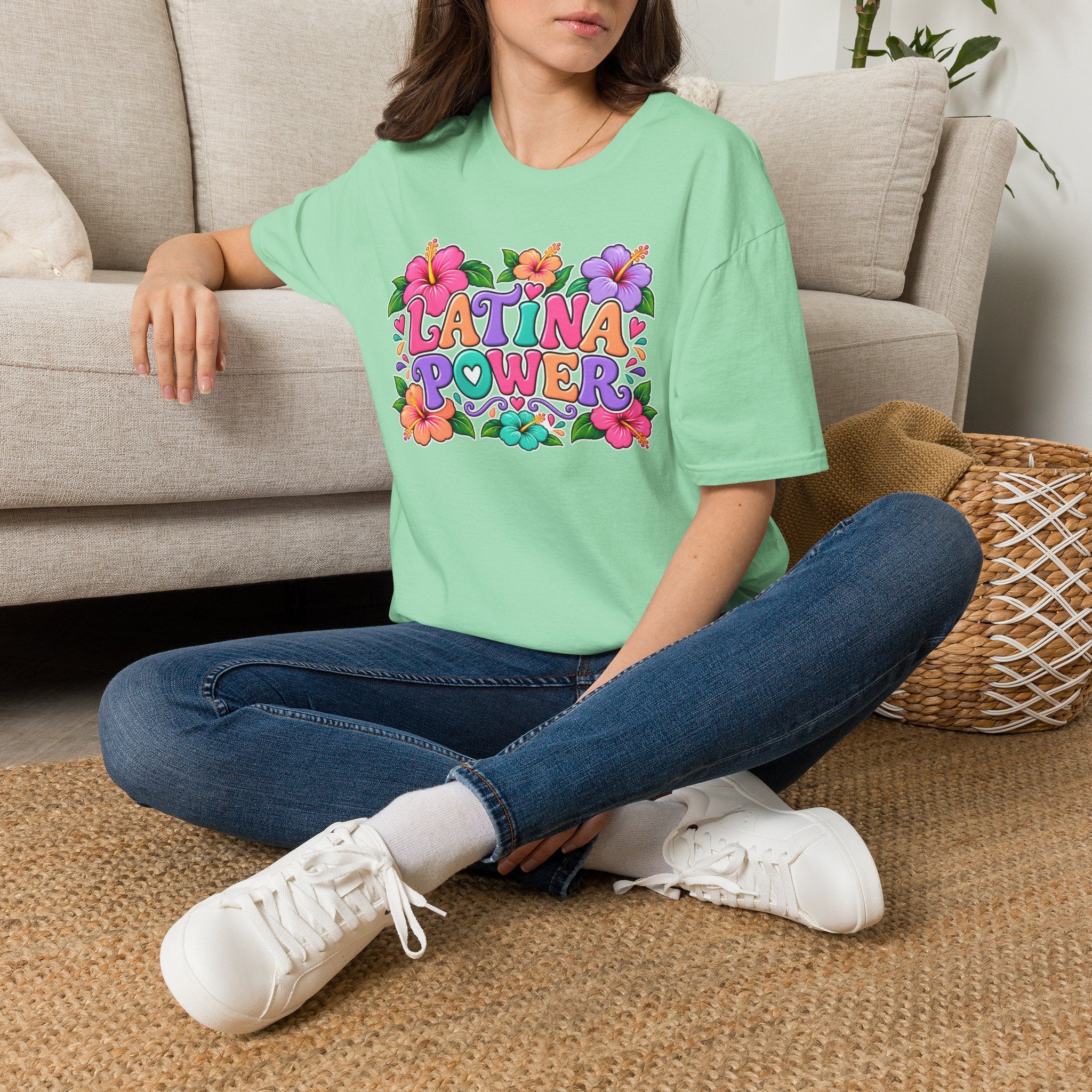 Latina Power Floral Retro T-Shirt