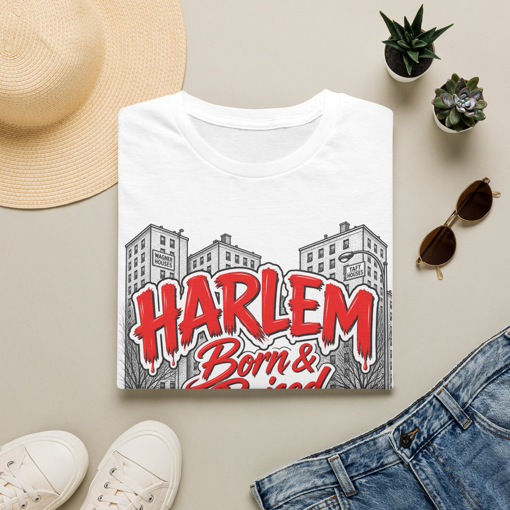 Harlem Born & Raised Red Letters T-Shirt